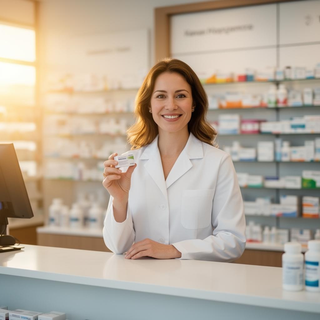 Profesjonalna farmaceutka w aptece